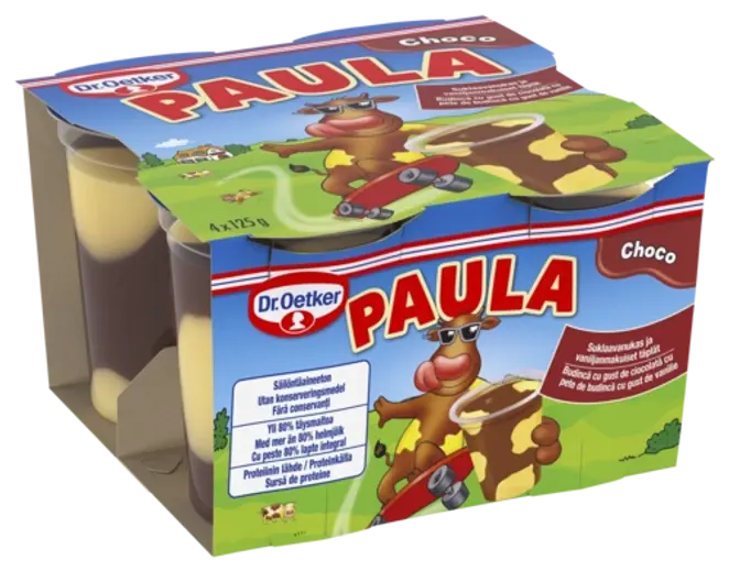 Dr. Oetker PAULA Suklaavanukas ja vaniljanmakuiset täplät 4 x 125 g