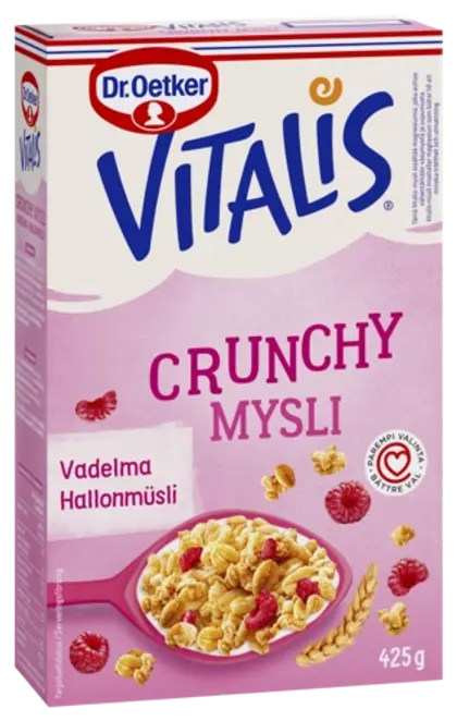 Dr. Oetker Vitalis Crunchy Vadelmamysli 425 g
