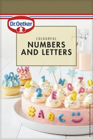 Dr. Oetker Colourful Numbers & Letters -koristekuvioita