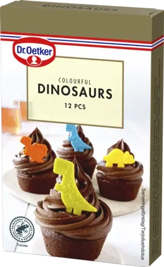 Dr. Oetker Colourful Dinosaurs -koristekuvioita