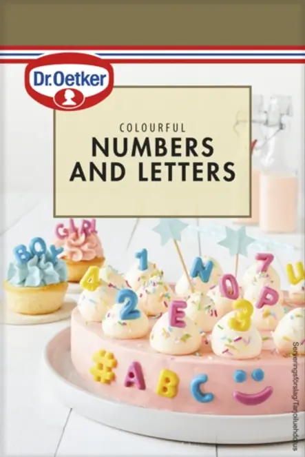 Dr. Oetker Colourful Numbers & Letters -koristekuvioita
