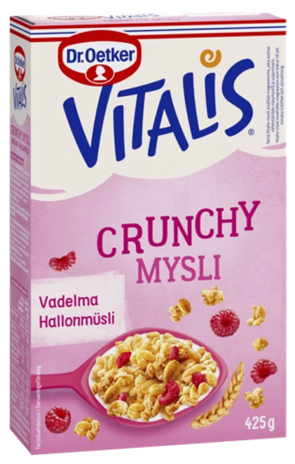 Dr. Oetker Vitalis Crunchy Vadelmamysli 425 g