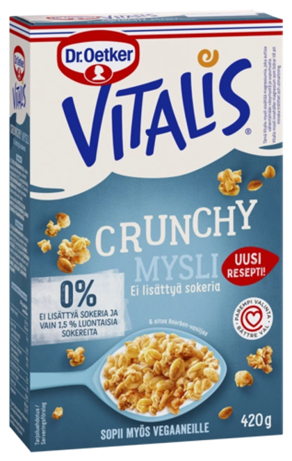 Dr. Oetker Vitalis Crunchy Ei lisättyä sokeria täysjyvämysli 420g