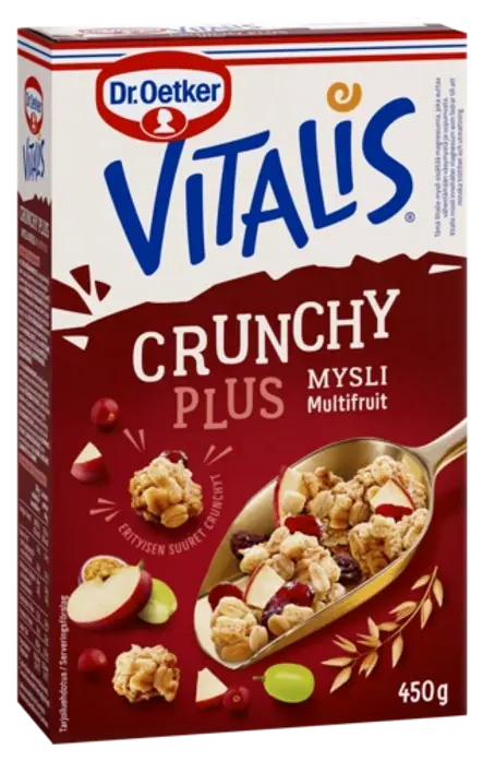 Dr. Oetker Vitalis Crunchy Multifruit -mysliä