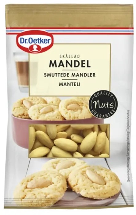 Dr. Oetker Kokonaisia kuorittuja manteleita (25 g) tai mantelijauhetta