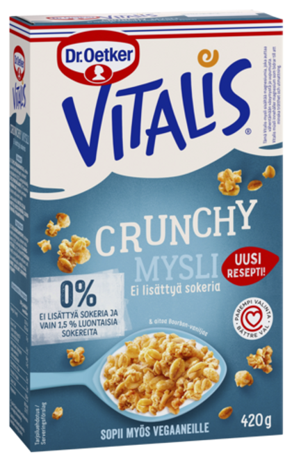 Dr. Oetker Vitalis Crunchy Ei lisättyä sokeria täysjyvämysli 420g