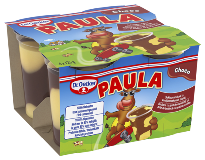Dr. Oetker PAULA Suklaavanukas ja vaniljanmakuiset täplät 4 x 125 g