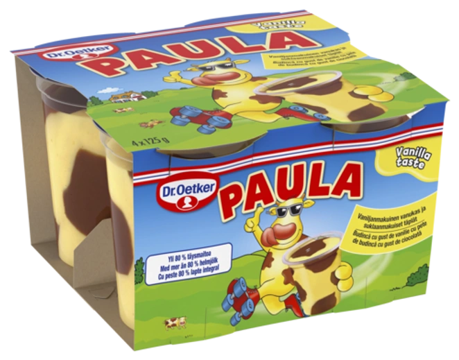 Dr. Oetker PAULA Vaniljanmakuinen vanukas ja suklaatäplät 4 x 125 g