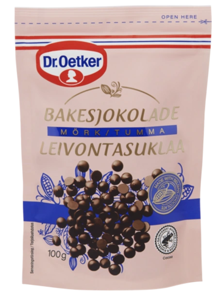 Dr. Oetker Tummasuklaanapit leivontaan (100 g)