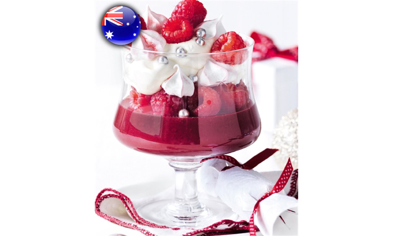 Puna-valkoinen australialainen triffle-jälkiruoka